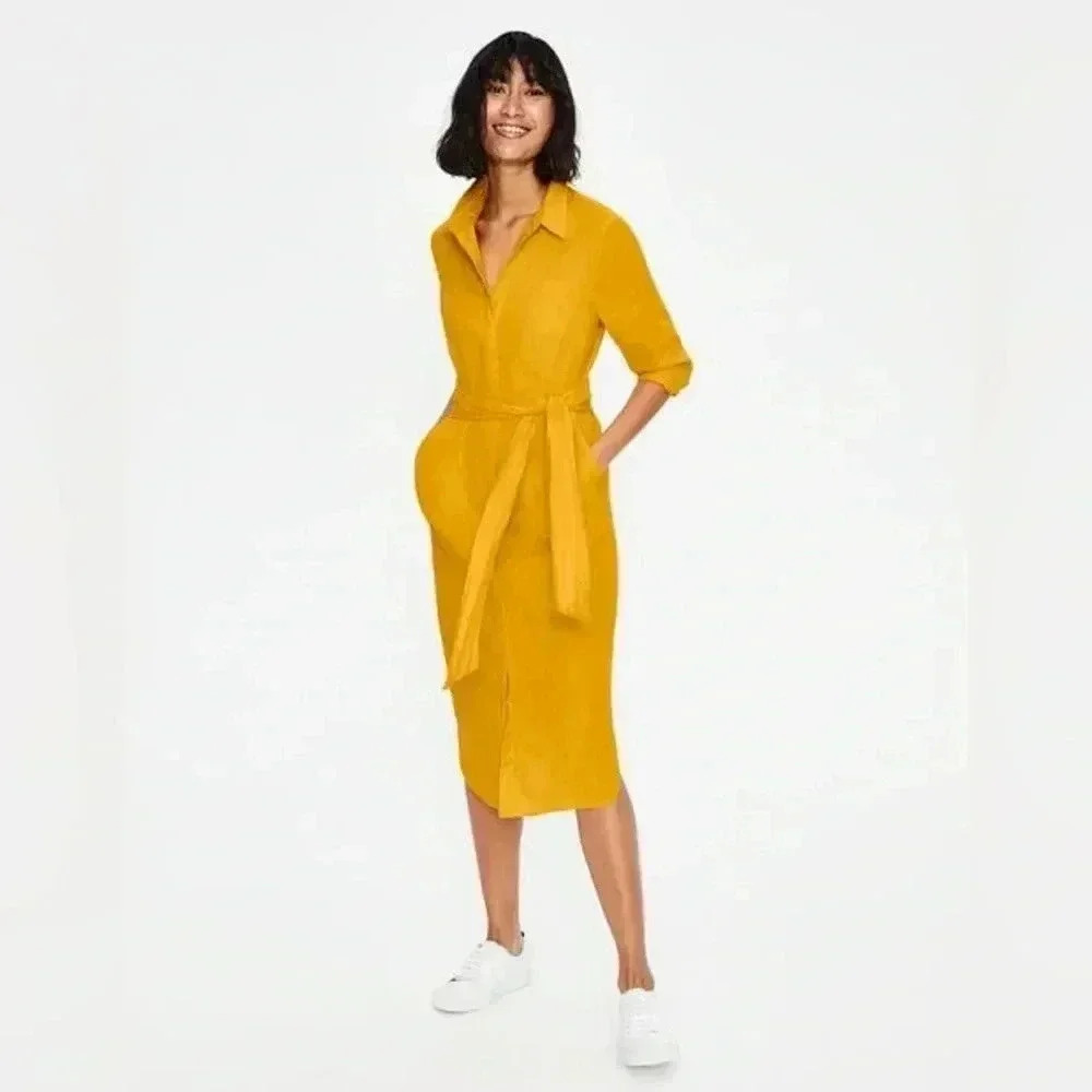 Boden Yellow Shirtdress Dress 8